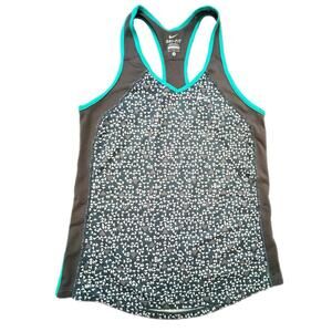 Nike Gray & Aqua Graphic Athletic Tank Top - S